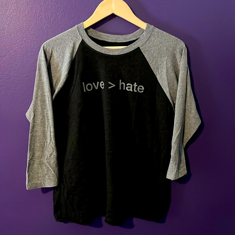Love > Hate Baseball Tee